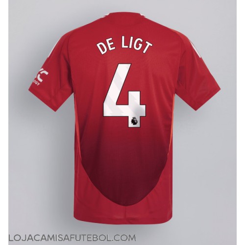 Camisa de Futebol Manchester United Matthijs de Ligt #4 Equipamento Principal 2024-25 Manga Curta